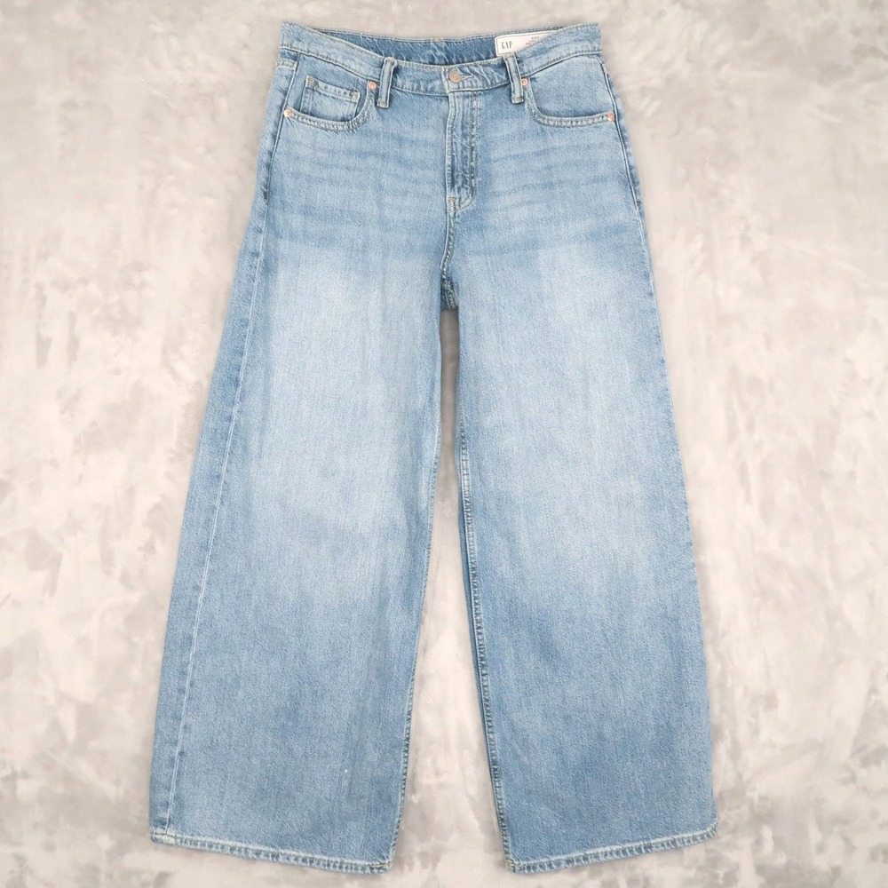 Gap Jeans Womens 30 Fit 30x30 Blue Light Wash Baggy High Rise Wide Leg Ultrasoft